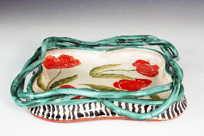 Poppies Square Tray w/ Vines